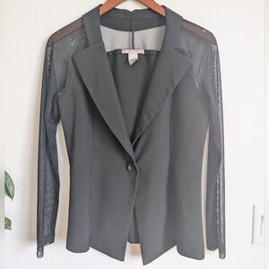 Black Women's Blazer with Mesh Sleeves